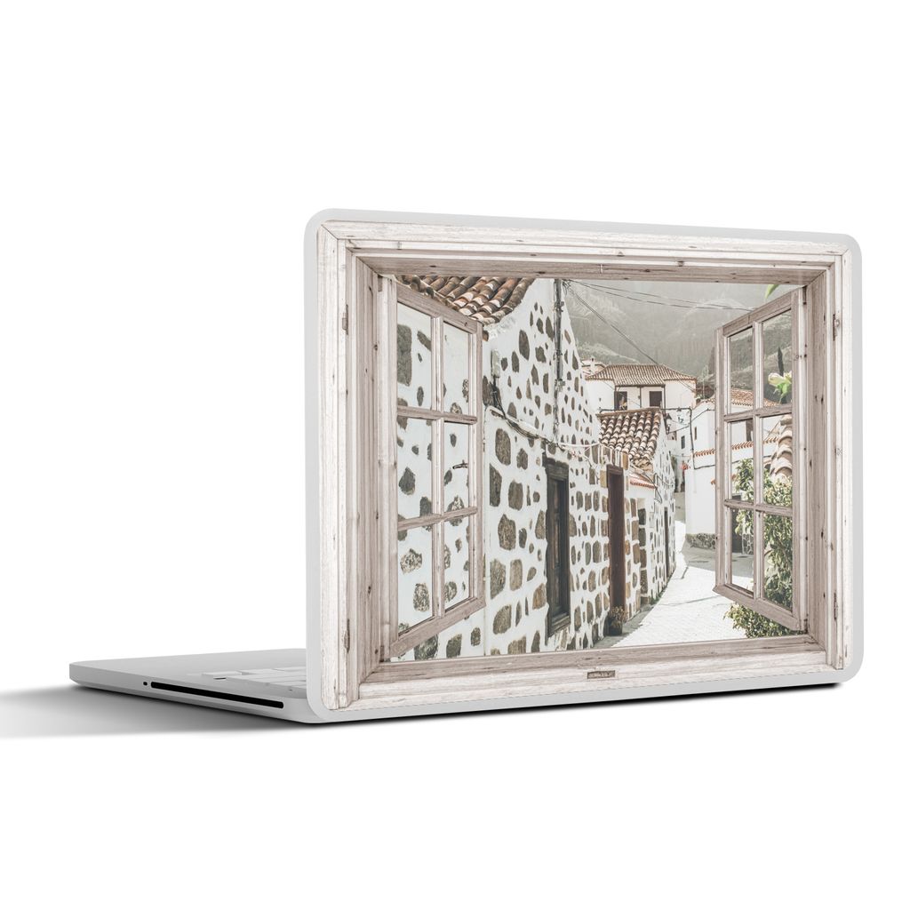 MuchoWow Laptop Aufkleber Sticker Cover Durchschauen - Griechenland - Sommer 30x21 cm - Sticker für Laptop - Selbstklebend