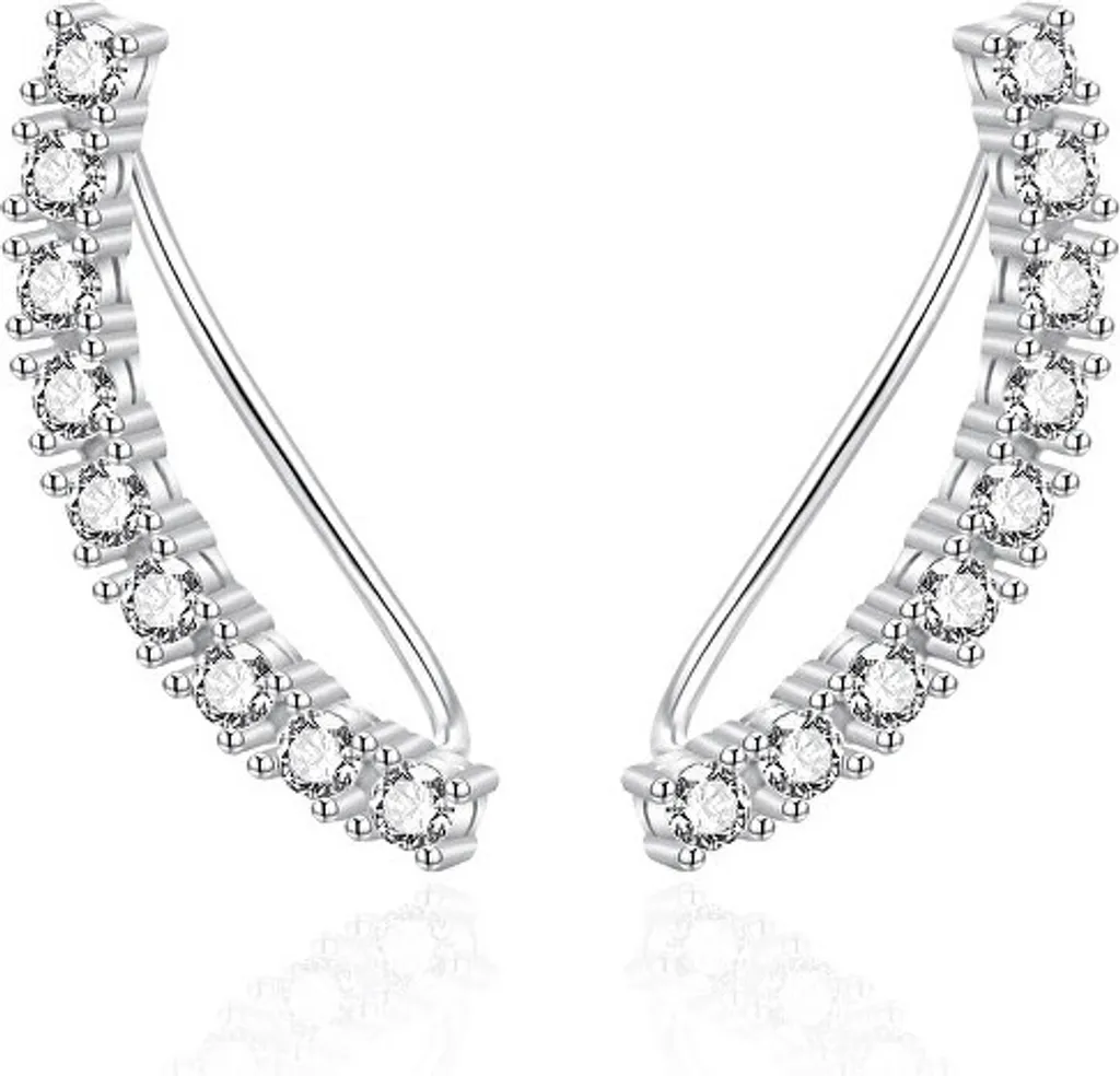 Boucles d'oreilles scintillantes argentées AGT-E083VW effet miroir