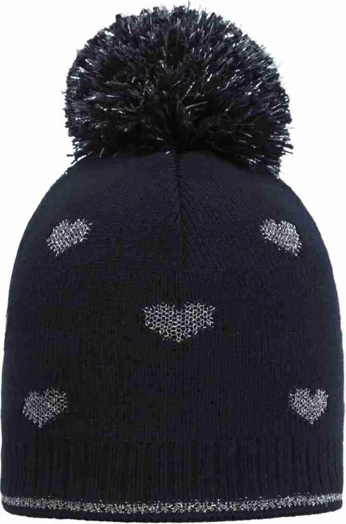 Berretto Bimba Döll Blu Navy con Cuori e Pompon | Outfit Invernale