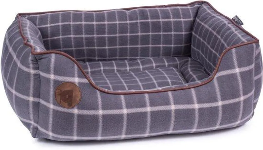 Lit pour chien à motif damier grand format XL coloris noir et gris