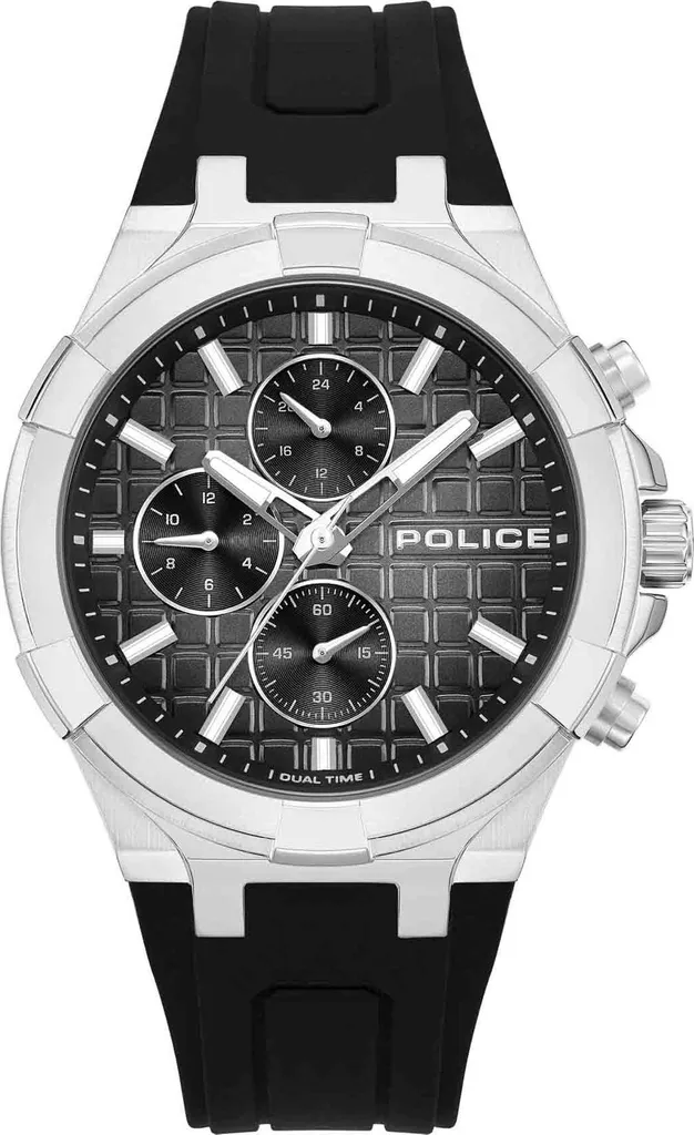 Montre Quartz Police 45 mm avec Cadran Contrasté Noir Blanc Homme Chic