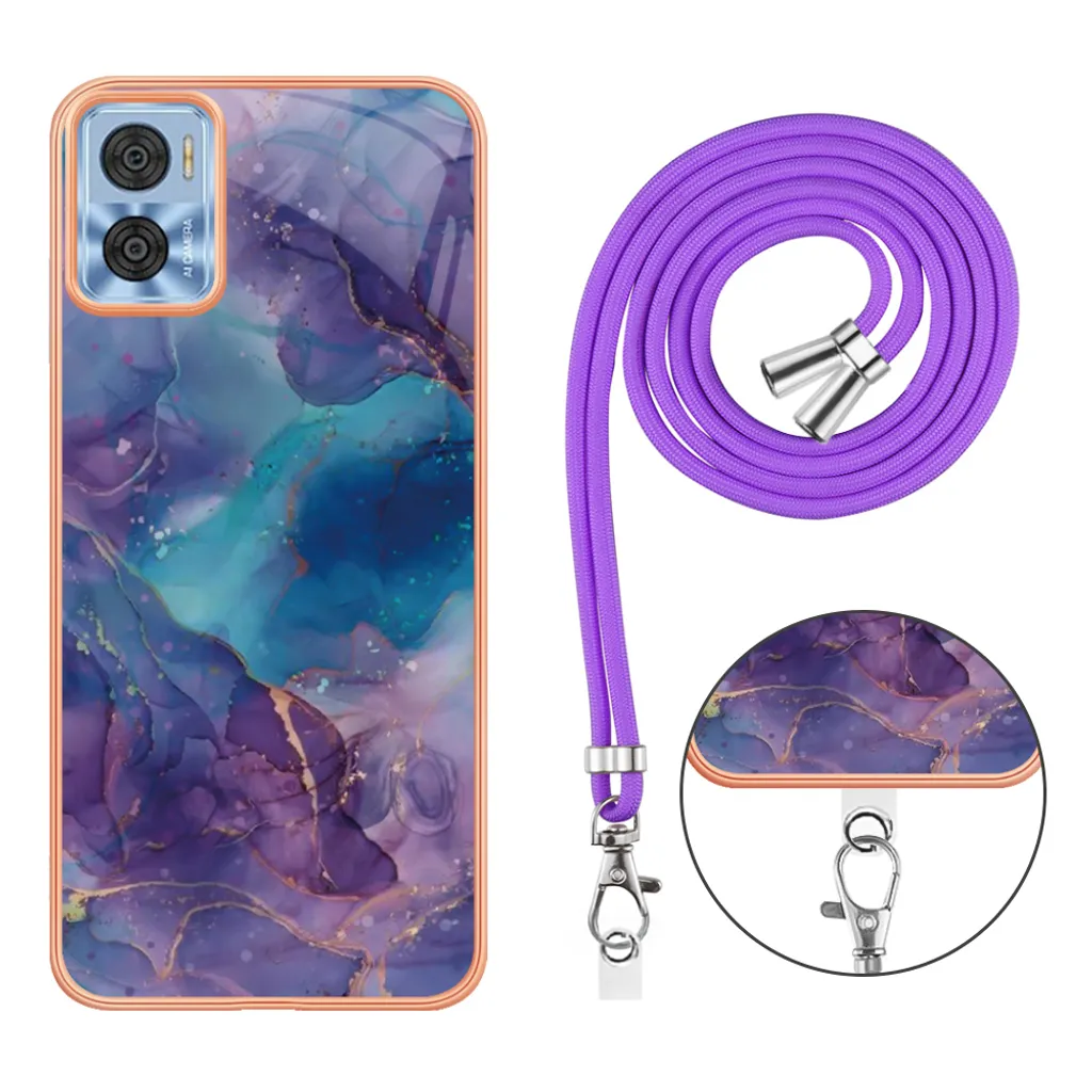 Moex Collana Porta Cellulare Per Motorola Moto G7 Power - Custodia In Silicone Rosa Viola Con Cordino Regolabile