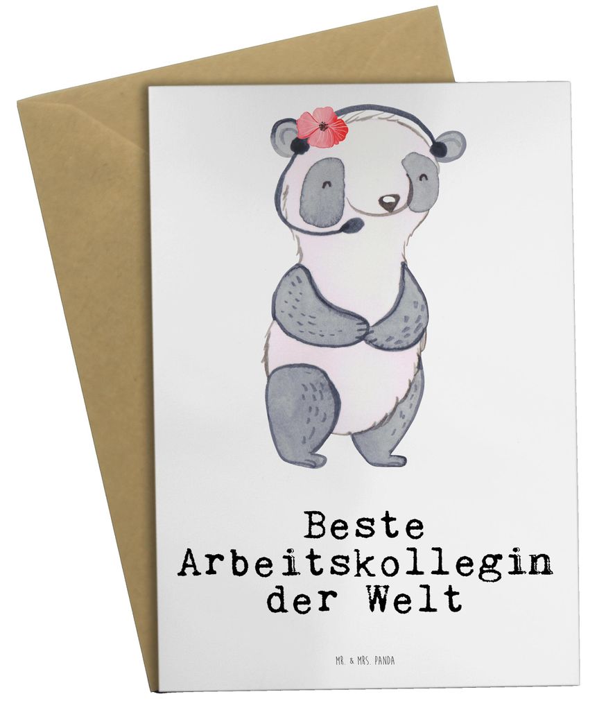 Mr. & Mrs. Panda Glückwunschkarte Panda Beste Arbeitskollegin der Welt - Weiß - Geschenk, osterkarte, Arbeit, Abschiedsgeschenk, Ruhestand, Gruß...