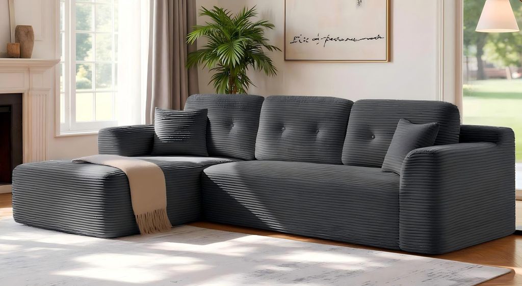 VASAGLE Modulares Sofa, Ecksofa mit Liege links, 244 cm Produktbild 