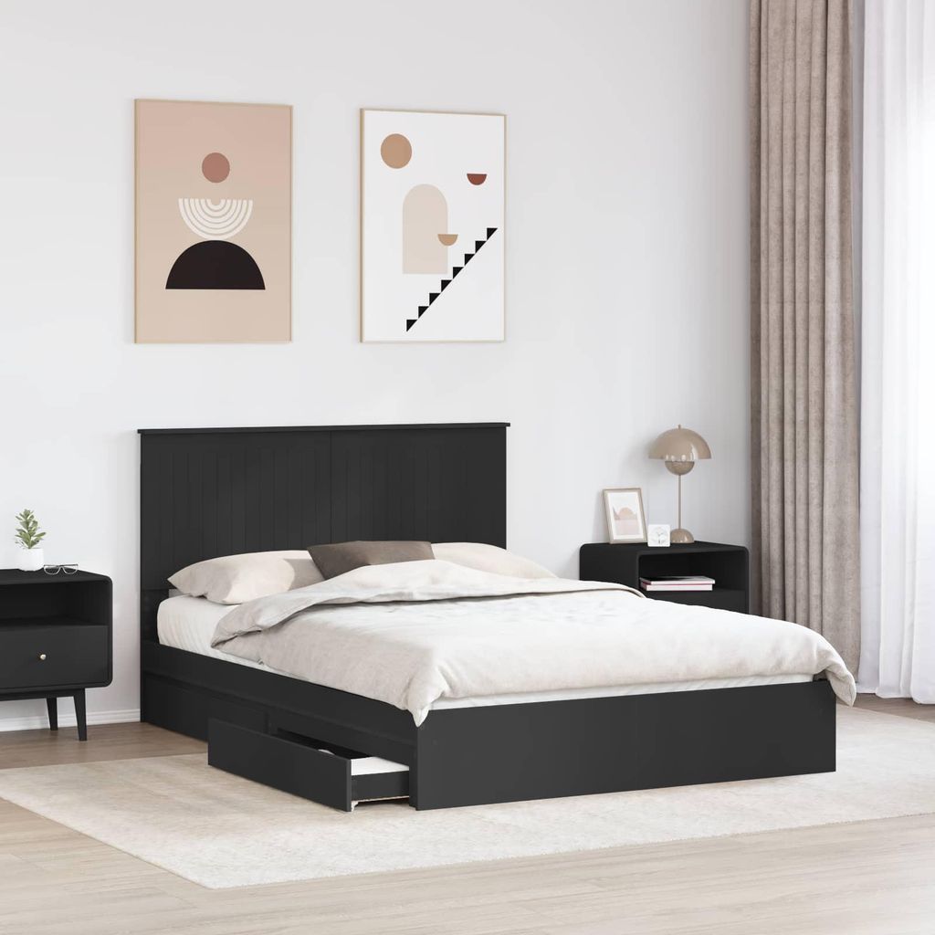 Eleganter Möbel Aufbewahrungsbett Schwarz 140 x 190cm Holzwerkstoff - CJG669021 - Klassische BettenJugendbett Tagesbett