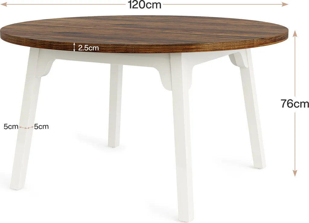 Optimisez l'espace : Table ronde 120 cm conviviale pour 6 personnes bois