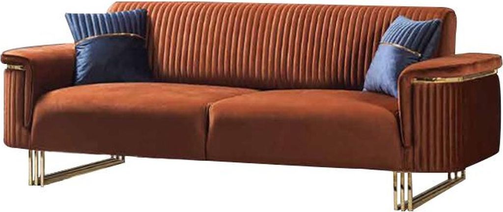 Blau-Oranges Wohnzimmer Sofa-Set Designer Stoffsofas Moderne Möbel 2tlg