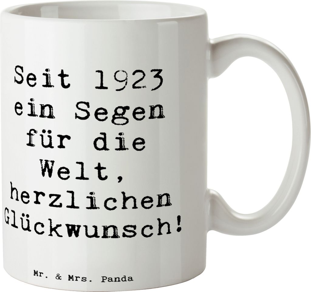Mr. & Mrs. Panda Trinkbecher Spruch 1923 Geburtstag Segen - Weiß - Geschenk, Geburtsjahr, Kaffeebecher, Becher, Tasse, 100., vintage Dekoration, h...