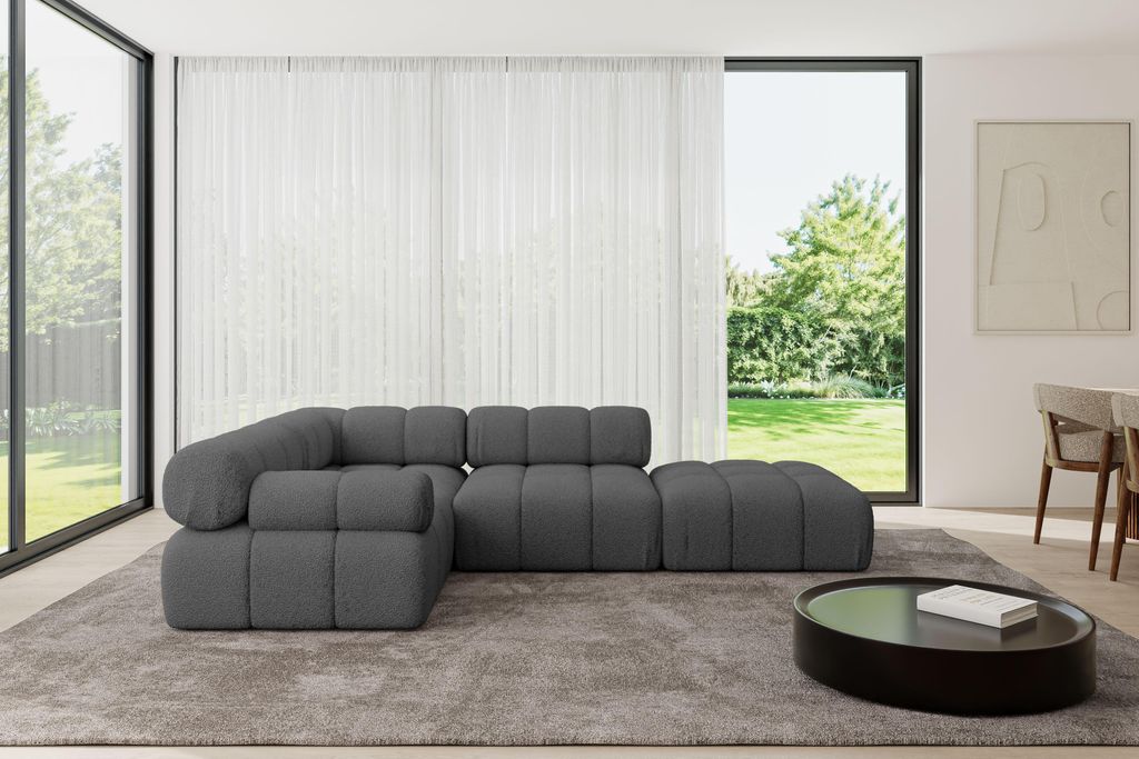 ALTDECOR Modulares Sofa Ecksofa in L-Form - Felto-L1 - 285x190x70 cm Grau Corner modular Sofa Eckcouch Couch Wohnlandschaft Cauchsofa Polstersofa