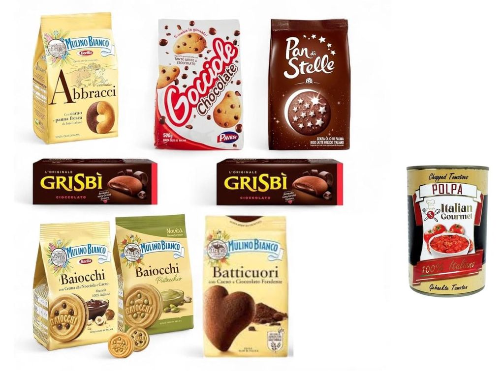 Italian Gourmet - Italienische Keksbox Mix Mulino Bianco Pan di Stelle Gocciole Grisbi Baiocchi 8er Familienpaket Gebäckauswahl für Frühstück &...