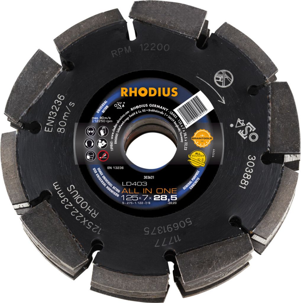 Rhodius Diamant-Trennscheiben LD403S ALL IN ONE 125x22,23 Produktbild 