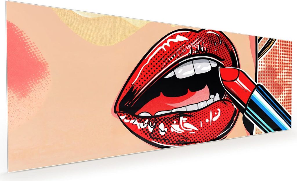 Küchenrückwand Spritzschutz Glas mit Motiv Lippenstift Kunst 40 x 40 cm