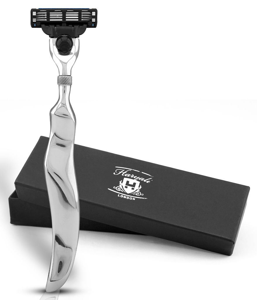 Nassrasierer 3-Klingen-Rasierer für Herren, Edelstahl, langer Griff, Damenrasierer Pack, Abnehmbarer Systemrasierer mit Edelstahlgriff, Abwaschbarer,