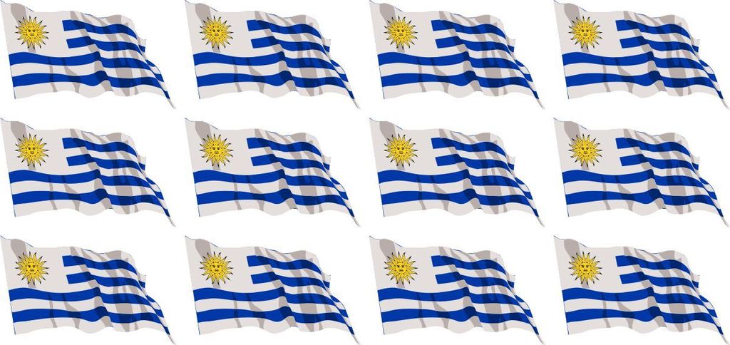Mini Aufkleber Set - Pack wehend - 50x31mm - selbstklebender Sticker - Uruguay - Flagge / Banner / Standarte fürs Auto, Büro, zu Hause und die Sc...