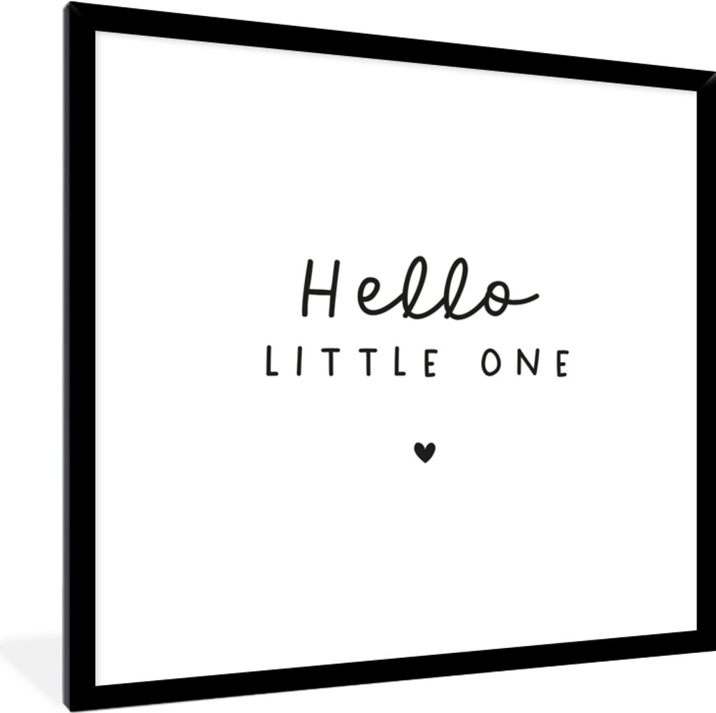 MuchoWow Gerahmtes Poster Zitate - Hallo Kleines - Baby - Sprichwörter - Kinder 40x40 cm - Poster mit Schwarzem Bilderrahmen Wandposter Rahmen F...
