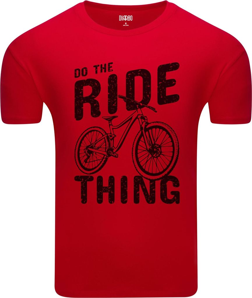 Diarbo Herren T-Shirt mit Fahrradliebhaber Druck Mach die Fahrt Rot Gr.XL