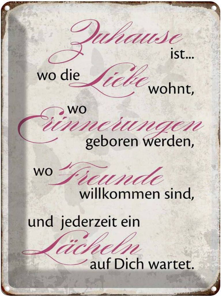 vianmo Blechschild 40x30 cm Zuhause Liebe Freunde Lächeln Spruch Zitat