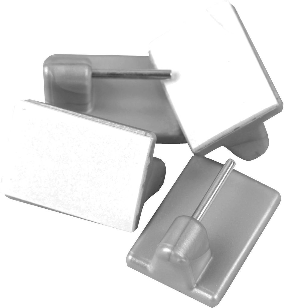 Selbstklebende Haken Selbstklebehaken für Vitragestangen (Chrom Matt) 4 Stück