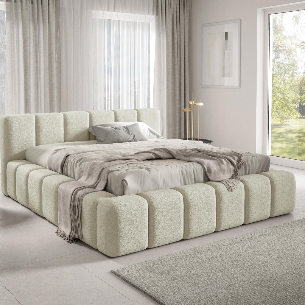 Polsterbett KALLA Premium 140x200 cm mit Bettkasten – Stoff: Quelle 02