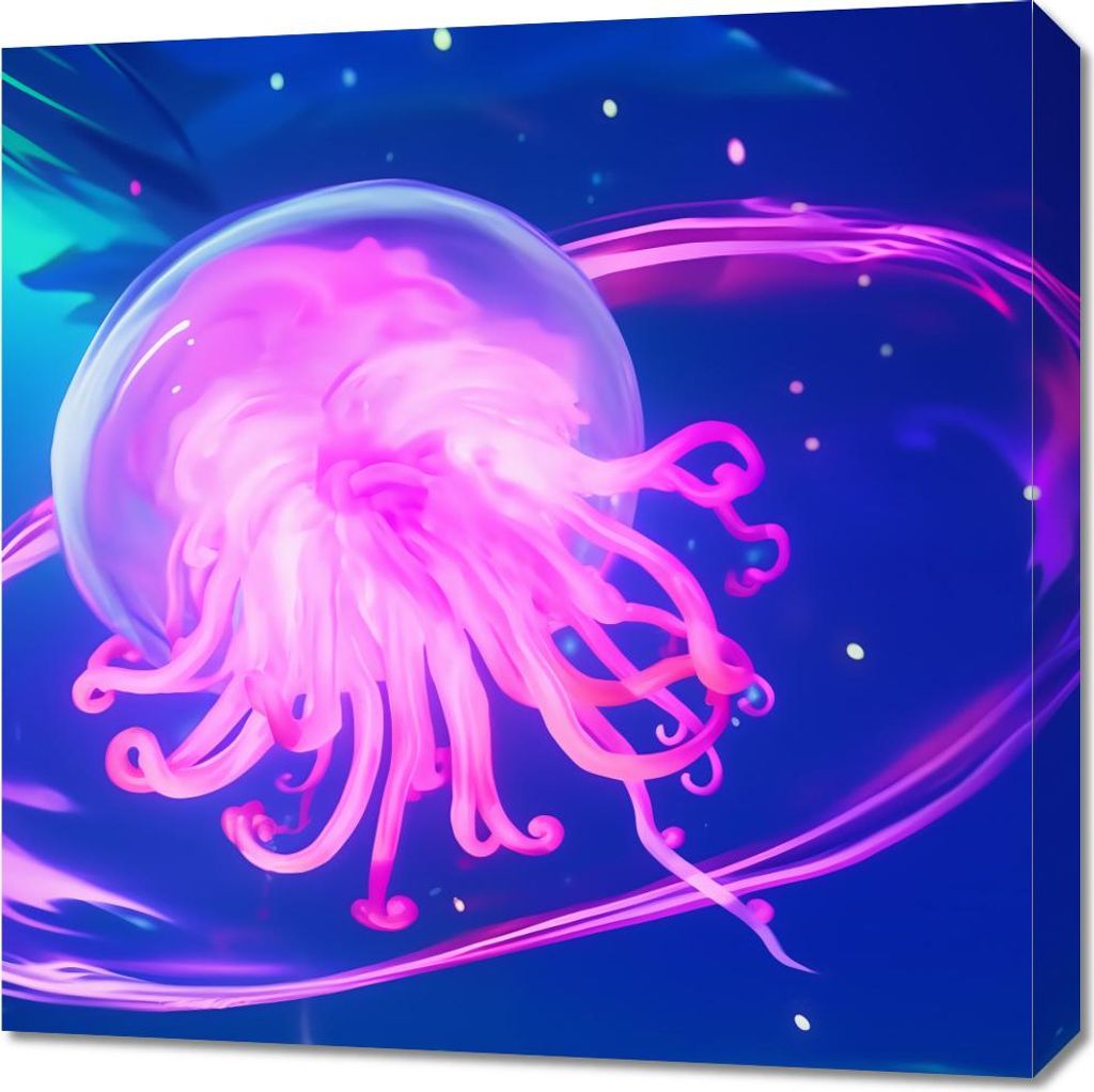 Bild 60x60cm Neonqualle