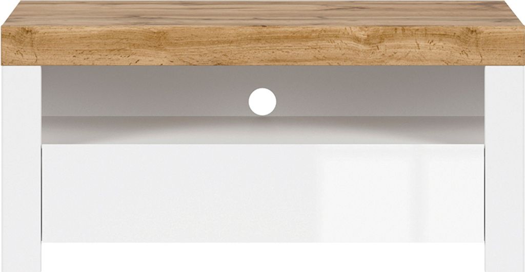 TV-Möbel Hella mit 1 Schublade, Weiß und Holzoptik, 106cm