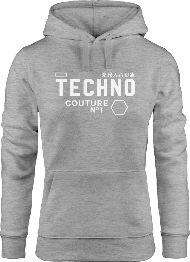 Techno Kapuzen-Pullover Hoodie Damen Neverless grau XS