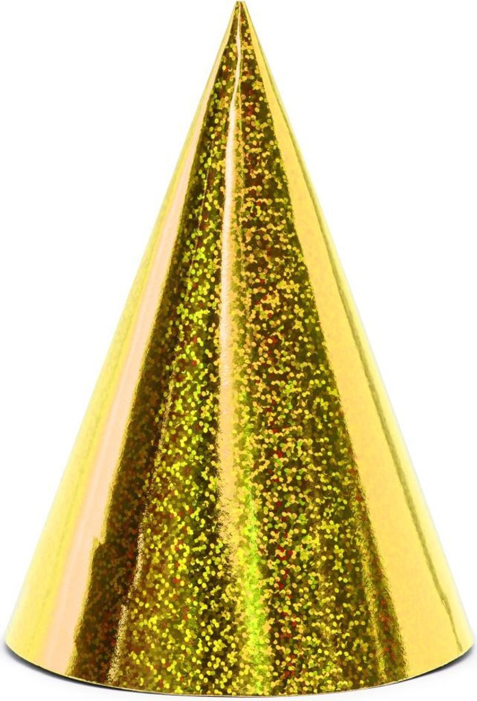 PartyDeco holografische Hüte, goldfarben, 16 cm, 1 Packung Produktbild 