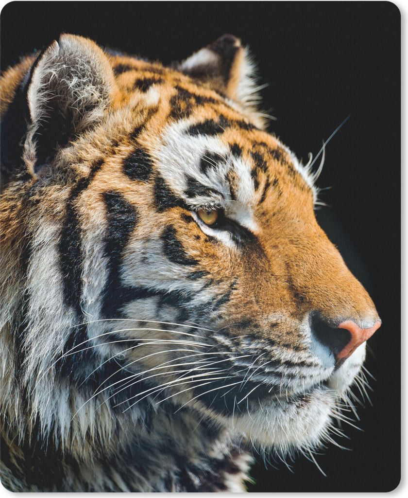 MuchoWow Mauspad Mousepad Tiger - Kopf - Schwarz 19x23 cm - Mousepads - Maus Mat - Pad - Mausunterlage - Mauspads - Spielen