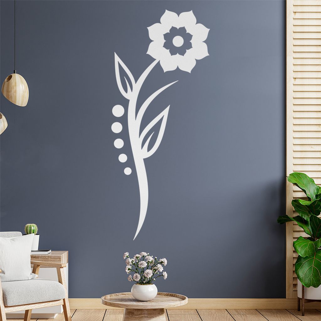 Blume - Linien Punkte Wandtattoo in 6 Größen - Wandaufkleber Wall Sticker - Dekoration, Küche, Wohnzimmer, Schlafzimmer, Badezimmer