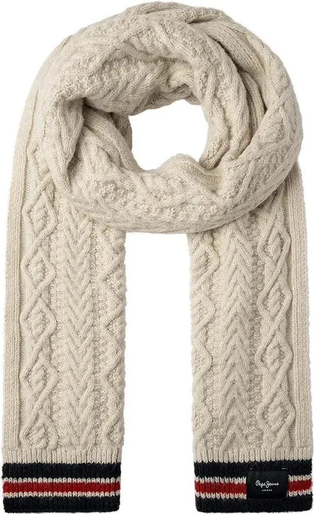 Écharpe Femme Beige Pepe Jeans Fides en Maille Douce pour Automne Hiver
