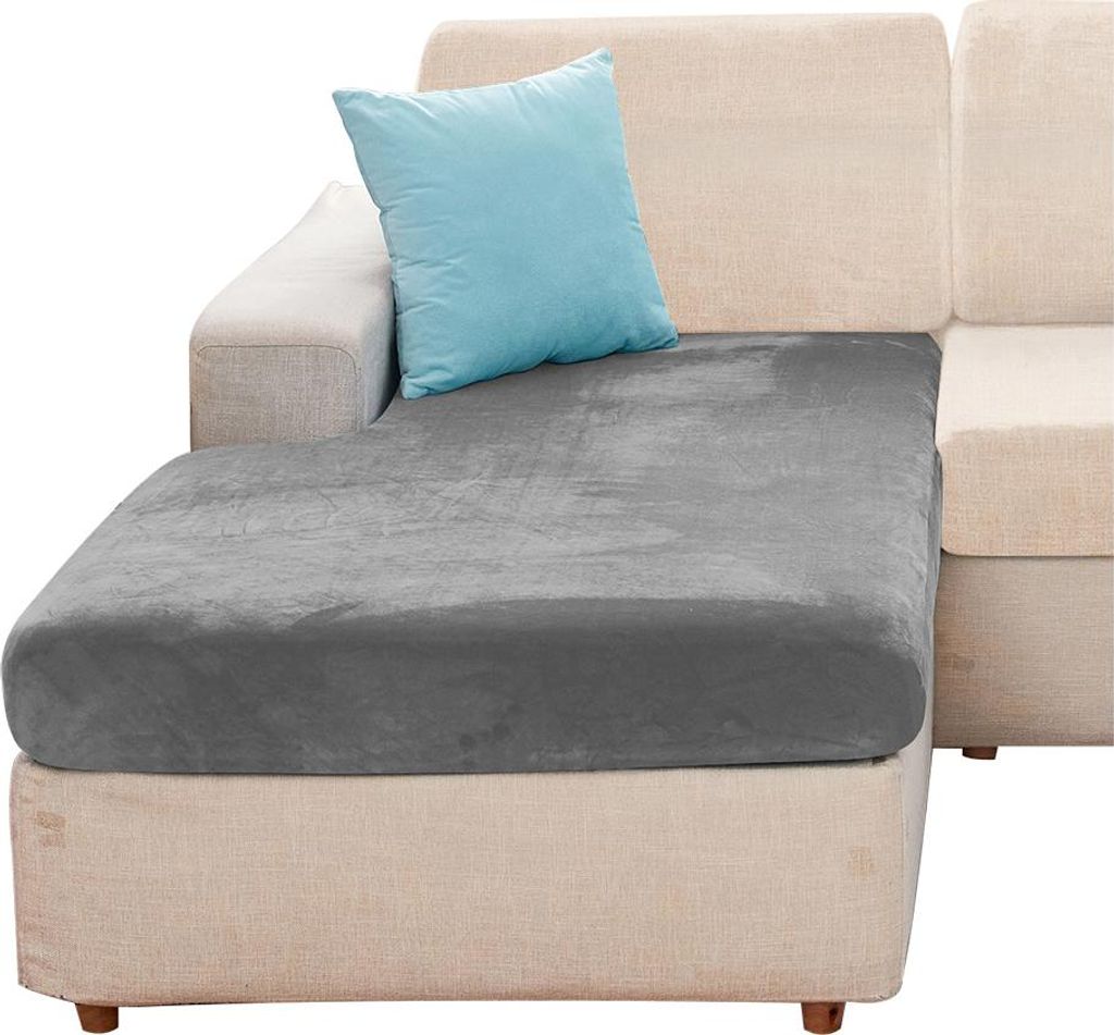 Elastischer Velours-Bezug für Liege, Sofa und Ecksofa in Dunkelgrau Schonbezug