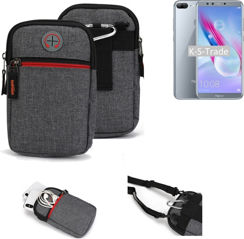 K-S-Trade Holster Gürtel Tasche kompatibel mit Huawei Honor 9 Lite Handy Tasche Schutz Hülle grau Zusatzfächer 1x