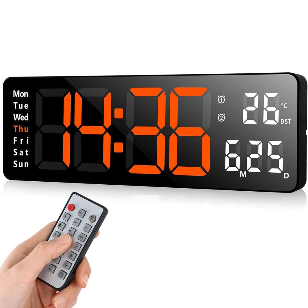 MODFU Digitale Wanduhr, USB-Wanduhr mit großem Display, Produktbild 