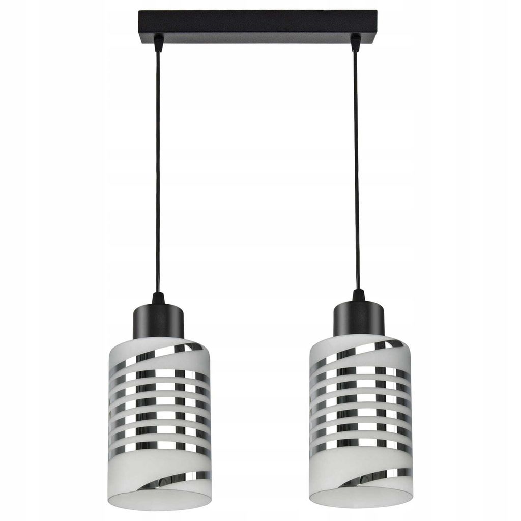 Luxolar Pendelleuchte 2-flammig E27 60W - Glasschirmen weiß-chrom Deckenlampe - Moderne Wohnzimmer Hängelampe