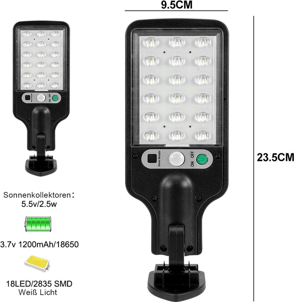 2 Stück Außen LED Solar Lampe Garten Straßenleuchte 3 Produktbild 6