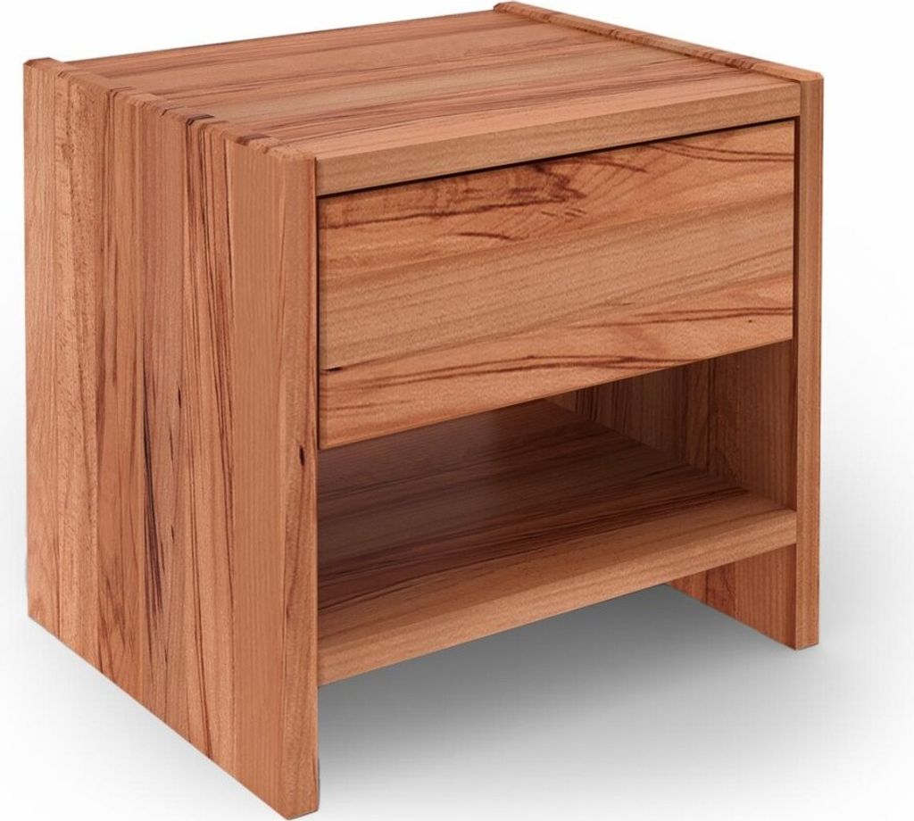 Nachttisch Zigo 1 aus Kernbuche massiv 40x34x37 mit 1 Schublade und offenem Fach