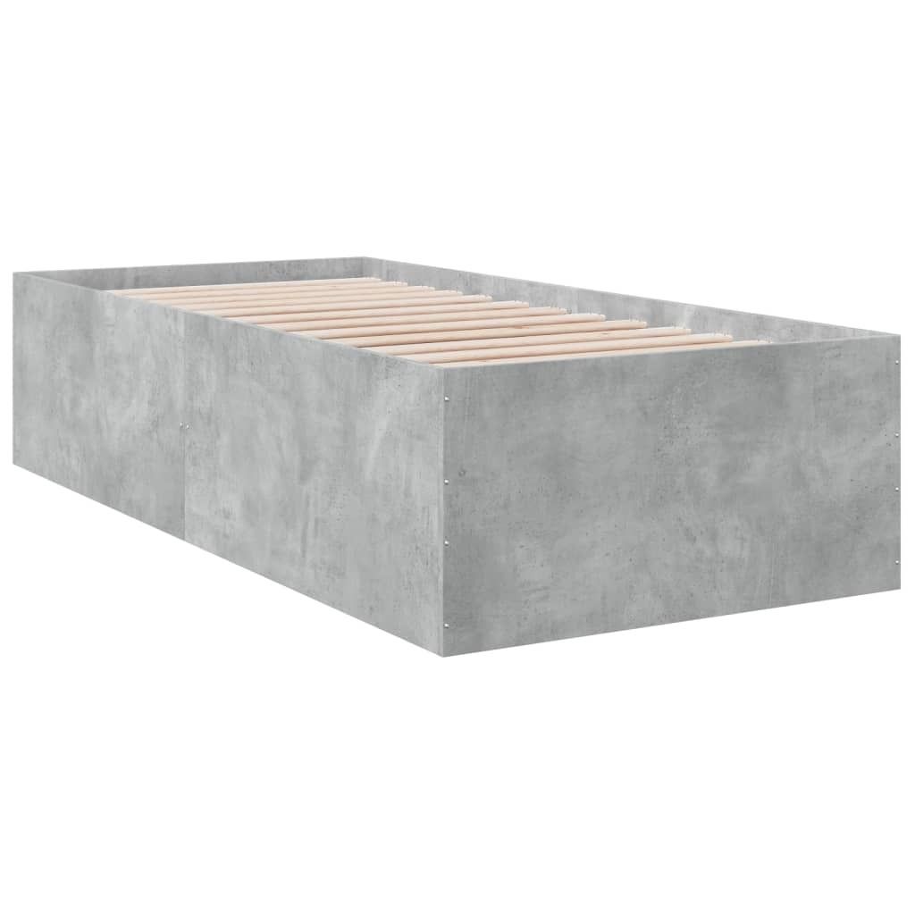 vidaXL Bettgestell Betongrau 75x190 cm Holzwerkstoff