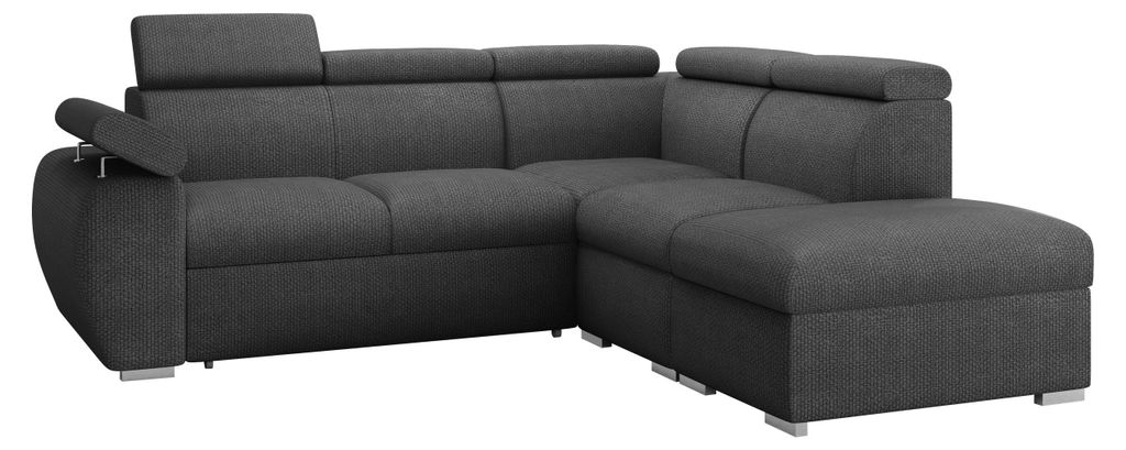 MIRJAN24 Ecksofa Boston 2RR1P, Eckcouch mit zwei Bettkästen und Schlaffunktion, Verchromte Metallfüße, Einstellbare Kopfstützen (Farbe: Flow 21...