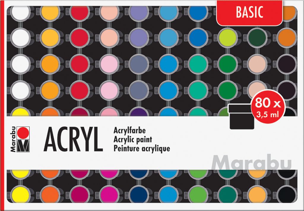 Farby akrylowe Basic 3,5ml 80szt Zdjęcie produktu 