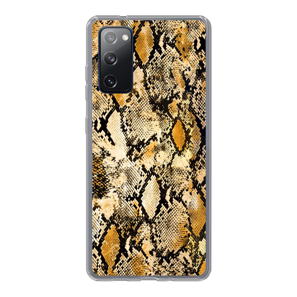 MuchoWow Handyhülle Schutzhülle Hülle für Samsung Galaxy S20 FE Tiermuster - Schlange - Gold - Schwarz Silikon Softcase Handy Hülle - Abdeckung