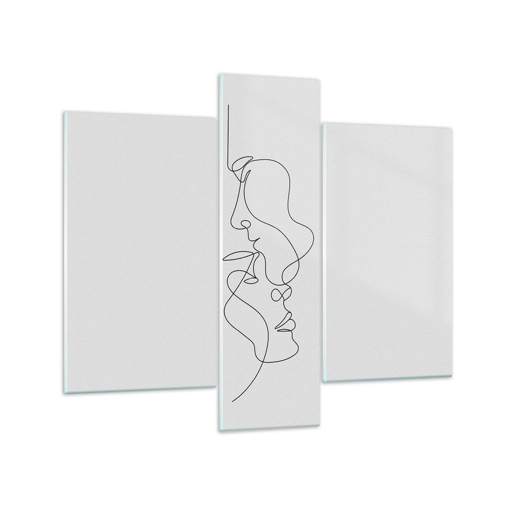 Bilder auf glas - 3 Teile - Stück Linear Paar - 95x80cm - Glasbilder - Wandbilder - Bilder - zum Aufhängen bereit - Wanddekoration aus Glas - Gla...
