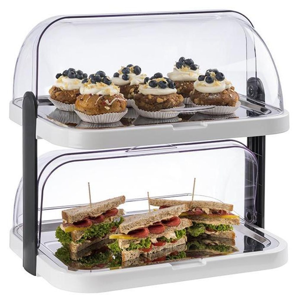 APS 9200 Buffetvitrine DOPPELDECKER, Edelstahl/Kunststoff Produktbild 