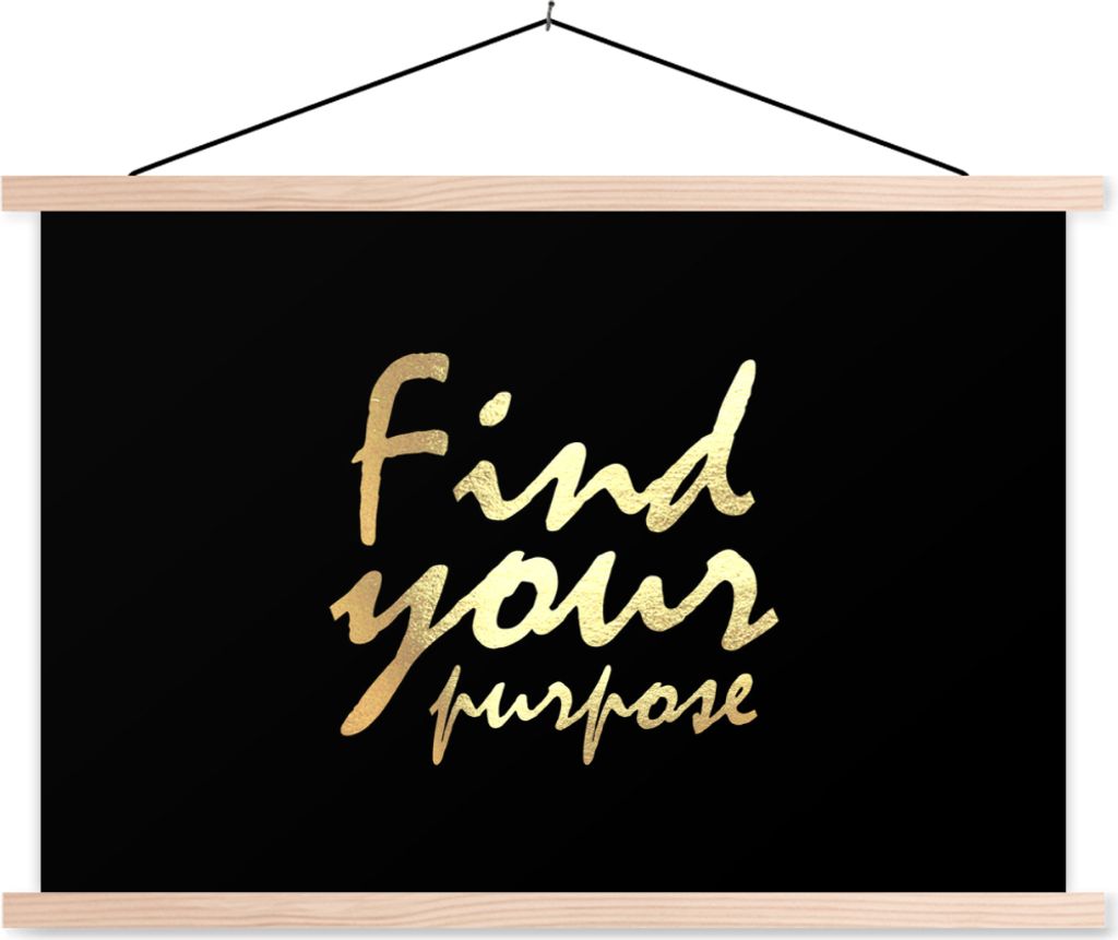 MuchoWow Textilposter Zitat - Ziel - Schwarz - Gold 120x80 cm mit holzfarbenen Rahmen - Aufhängeset