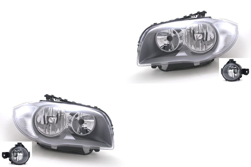 Johns, Scheinwerfer Satz Halogen passend für BMW 1er E81 E82 E87 E88 07-09 H7 H7 +Nebel 63176924655 6924655 63176924656 6924656 63117193387 719338...