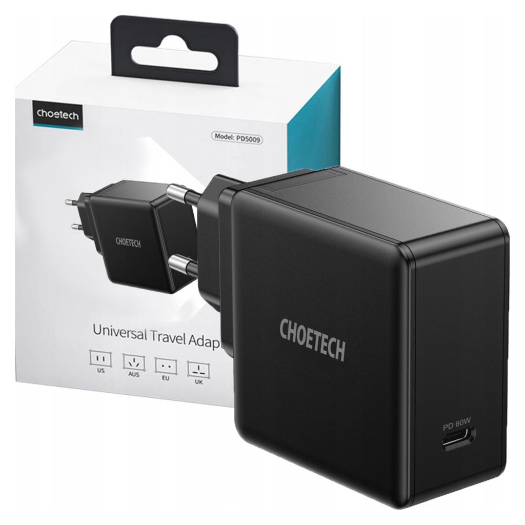 Choetech Usb Typ C Schnellladegerät Pd 60W 3A Schwarz