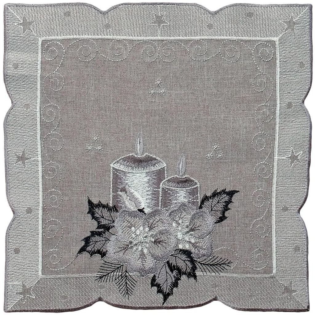 Tischdeckchen OLIVIA Kerzen Weihnachten Polyester grau 30 x Produktbild 