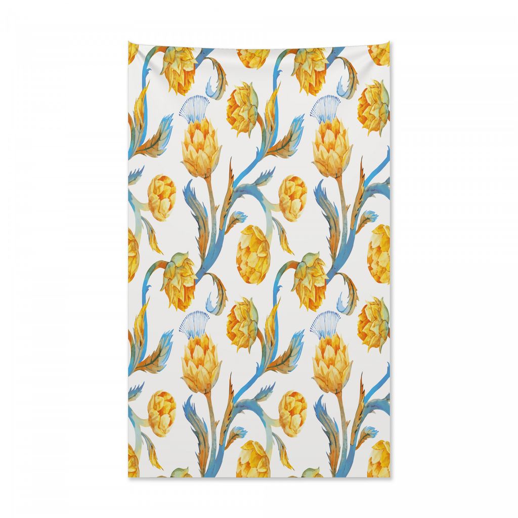 Abakuhaus Artischocke Wandteppich und Tagesdecke, Botanischer Blumenstrauß aus Weiches Mikrofaser Stoff Kein Verblassen Klare Farben Waschbar, 140...