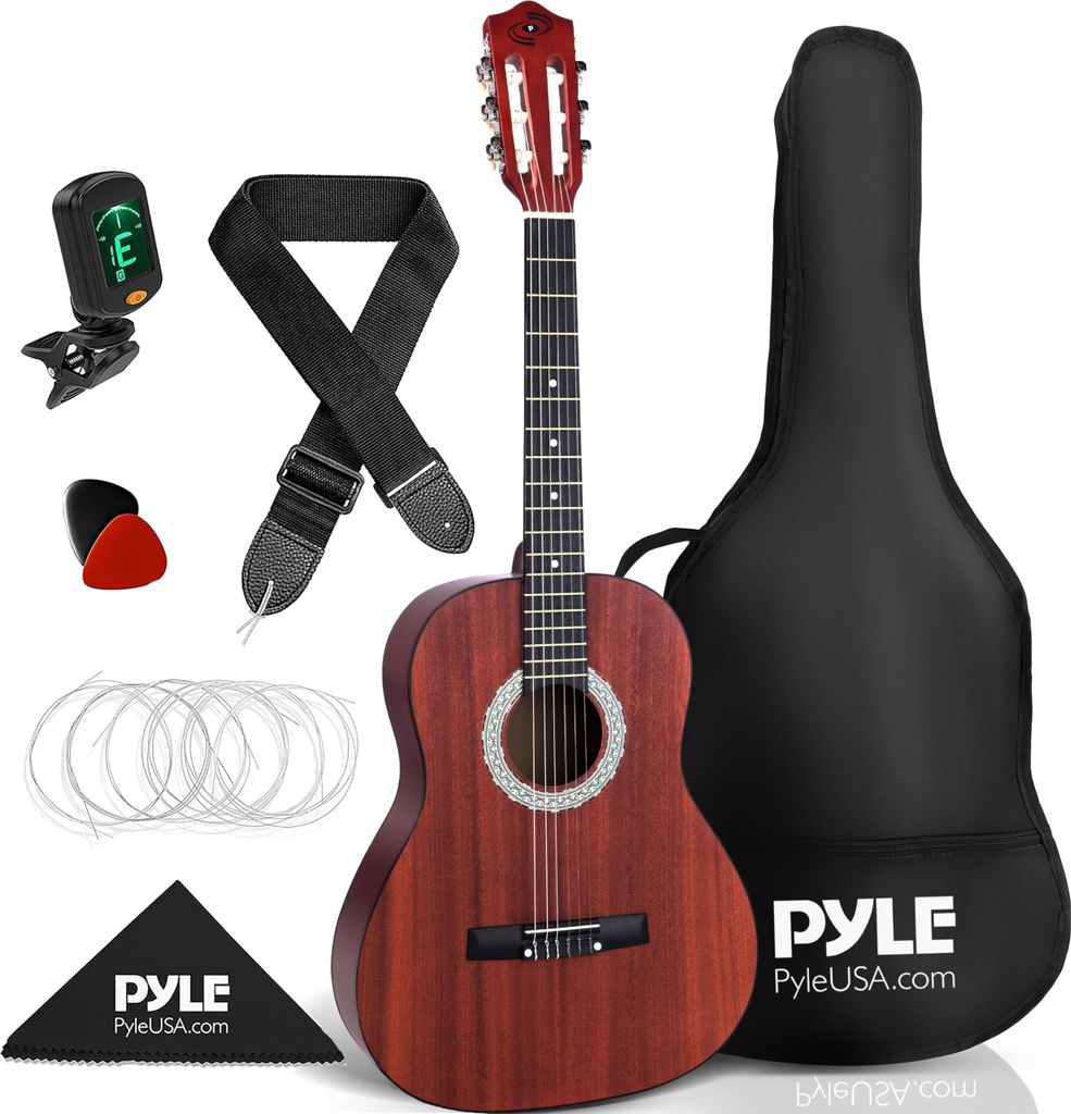 Pyle Beginner Acoustic Guitar Kit, 3/4 Junior Size All Wood Produktbild 