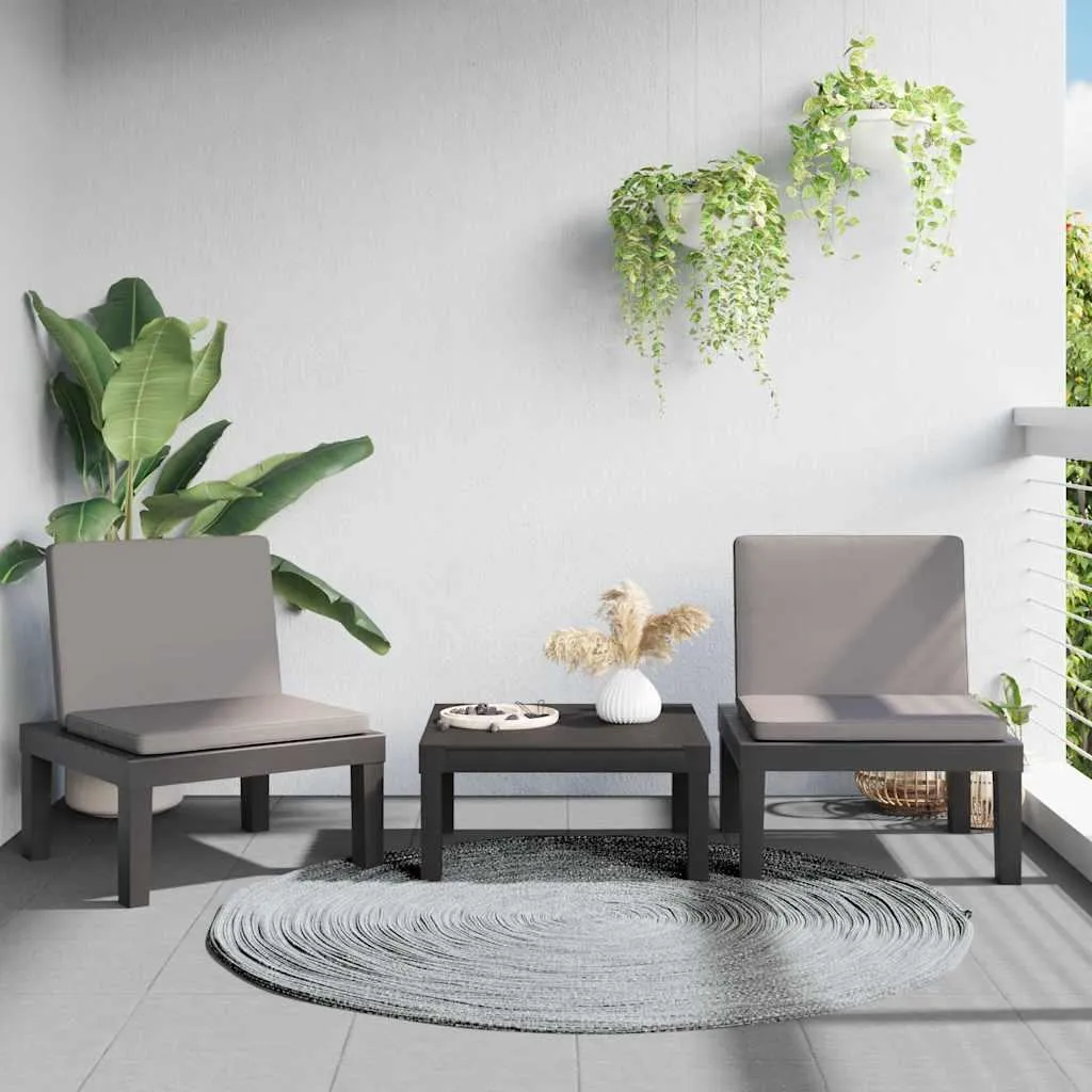vidaXL Bain de soleil avec coussin Anthracite en PP résistant 190 cm
