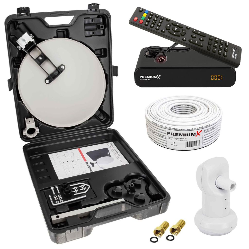 PremiumX Camping SAT Anlage Receiver Single LNB 10m Kabel Produktbild 